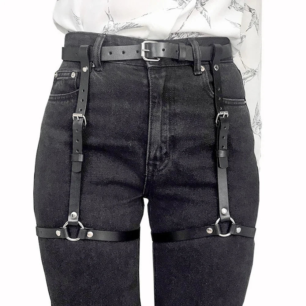 

Pu Leather Studded Harness for Women Leg Harness Suspenders Decor Harness Women Harness Fetish Clothing Bondage Lingerie