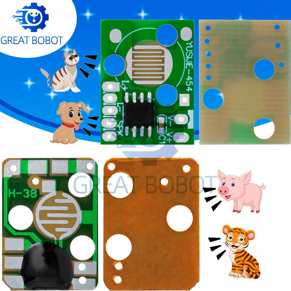 Módulo de som 3v-4.5v (gatilho/cachorro/tigre/gato/marco) animais latidos chip de música módulo de voz yelp para diy/brinquedo pro