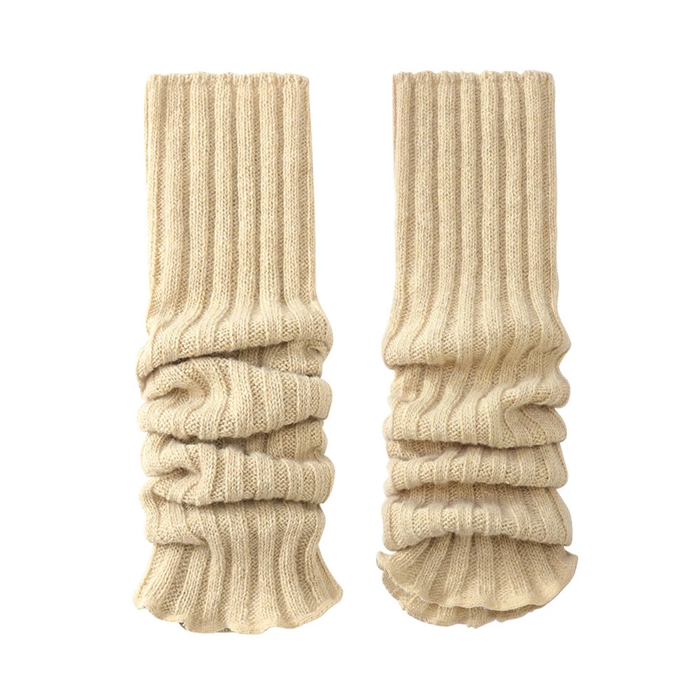 1 pair Autumn Winter New Pile Calf Socks Women Wool Knitted Mid-length Foot Cover Korean Casual Leggings Ladies Leg Warmers Gift