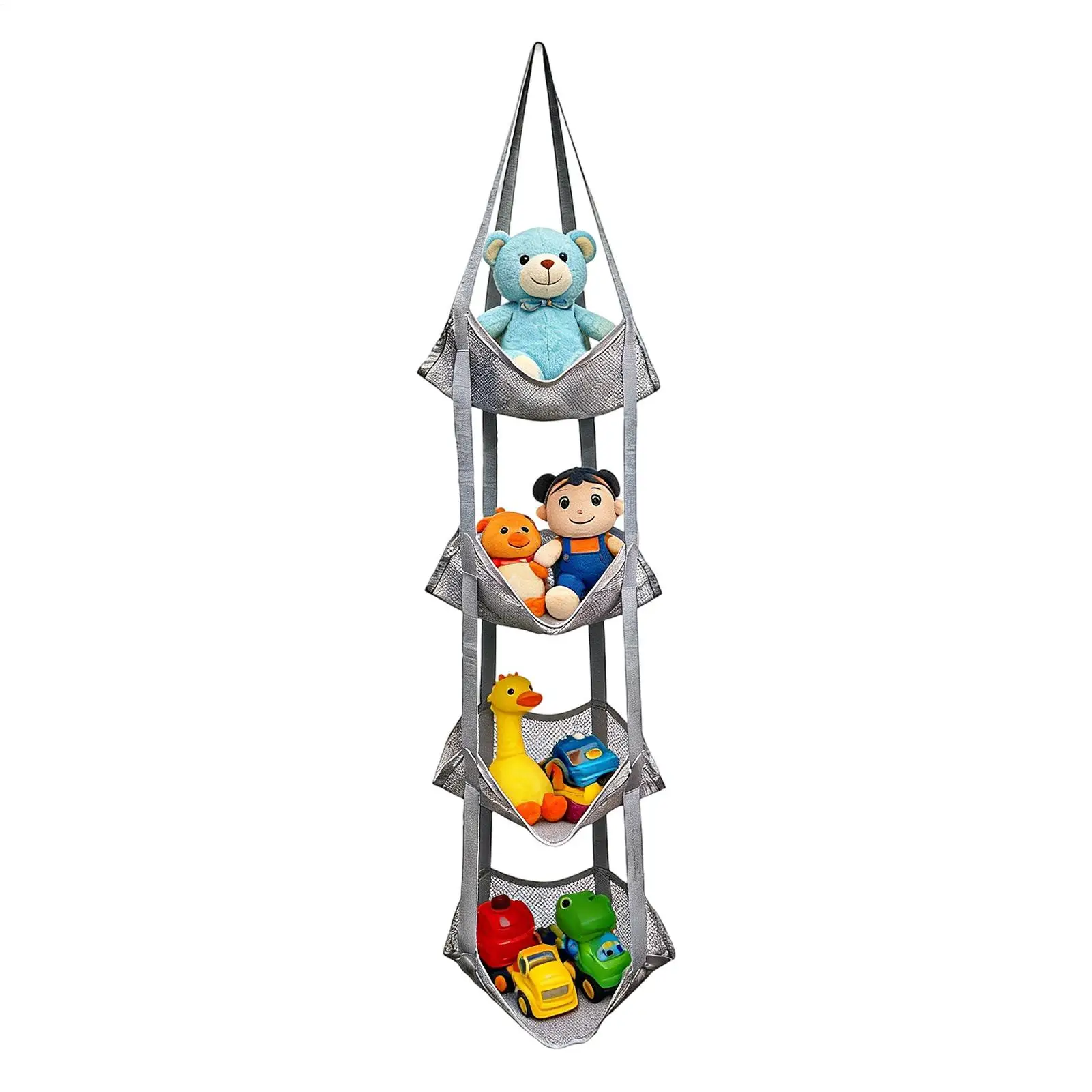 

Nets For Stuffed Animals 4-Tier Snack Holder Basket Plush Toy Net For Display Decoration Blanket Sock Bedroom Nursery Playroom