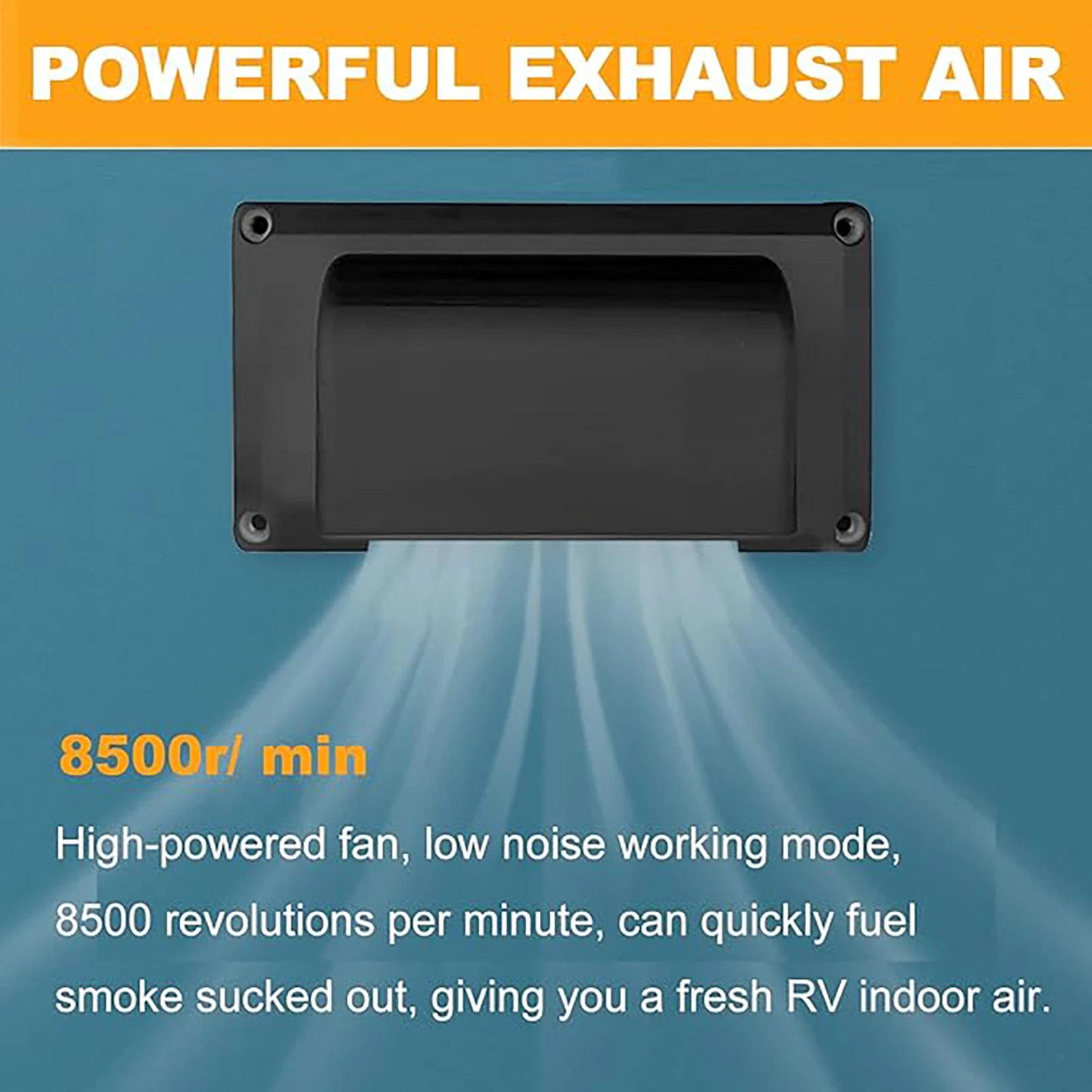 RV Black Side Air Vent Exhaust Fan Blower Cooling Ventilation For Caravan Motorhome Boat Universal DC 12V 25W Quiet Camp Travel