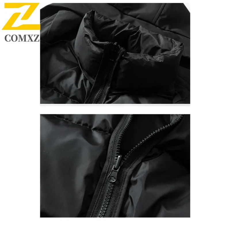COMXZ الرجال سترة منفوخة جديد الربط مقنعين في الهواء الطلق الثلوج التزلج الباردة حماية سترة ثلاثة في واحد بطانة داخلية معطف الشتاء الدافئ