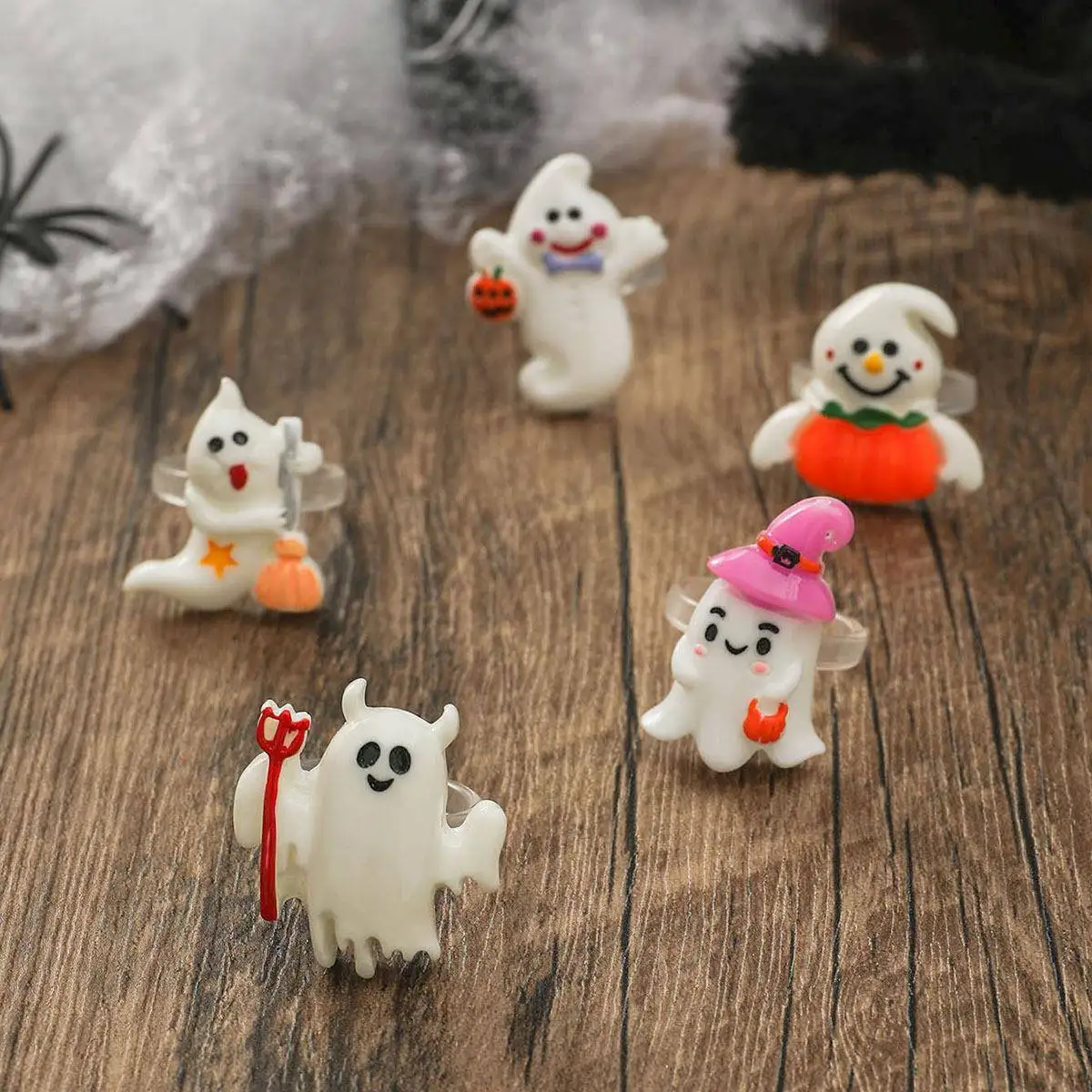 

Очаровательное кольцо из смолы с тыквой, летучей мышью и призраком на Хэллоуин, детское милое украшение, модный европейский стиль, D23-102 от Anmei