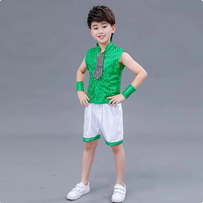 

Kids Street Dance Wear Sequined Purple Hip Hop Jazz Costumes Kindergarten Boys Girls Stage Performance Suit Festival Clothing