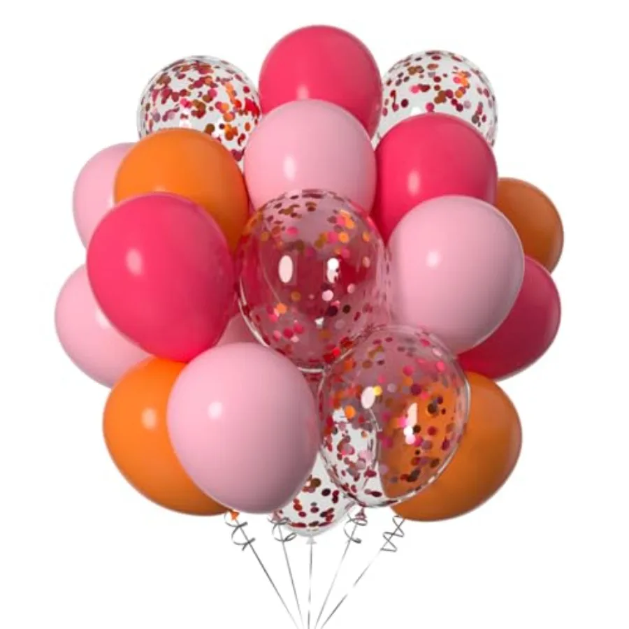 

Pink Orange Balloons, Pink and Orange balloons Confetti Latex Balloon for Party Decorations, 12 Inch, Pack of 50