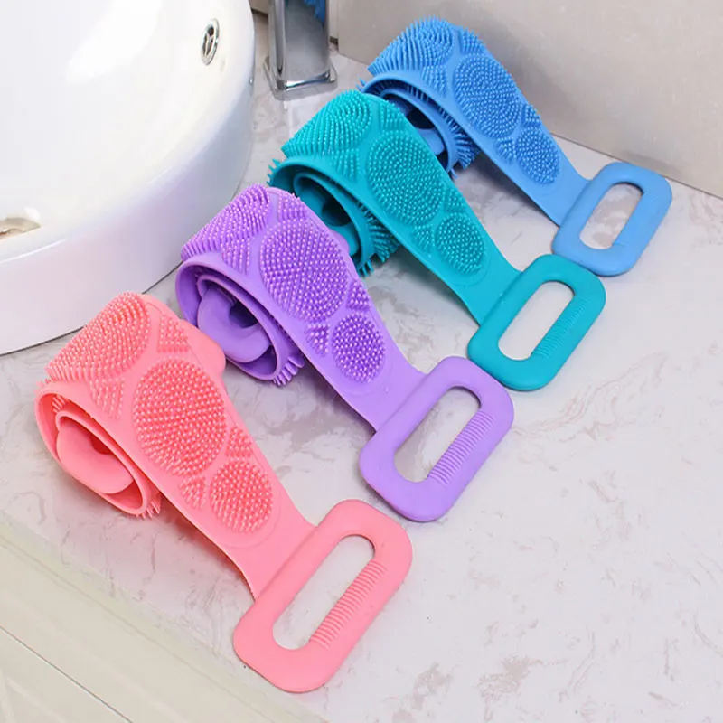 Body Sponge Silicone Brushes Bath Towels Scrubber Rubbing Back Peeling Massage Shower Belt Extended Skin Clean Brushes