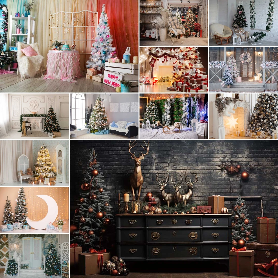 

MOON.QG Christmas New Year Backdrop Snowflake Fireplace Candle Backgrounds For Photographs Festival Anniversairy Wallpaper Baby