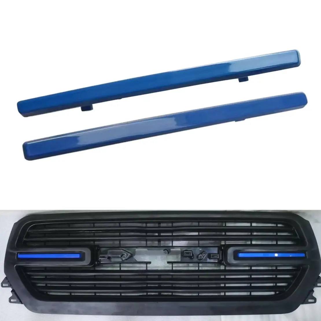 1 Pair Front Grille Inserts Cover Trim ABS Plastic Blue Fit for Dodge Ram 1500 2019 2020 2021
