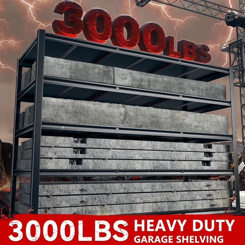 ชั้นวางของโรงรถ 3000LBS ชั้นวางของสําหรับงานหนัก, ชั้นวางโลหะ 5 ชั้นแบบปรับได้สําหรับชั้นเก็บของชั้นวางอุตสาหกรรม