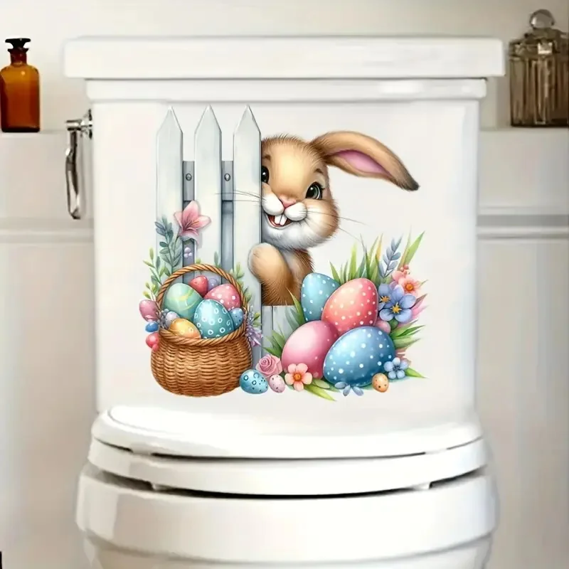 

Peeping Rabbit Toilet Stickers, Easy to Stick And Tear, Removable Waterproof Stickers, Bathroom Decoration,Seat Decoration