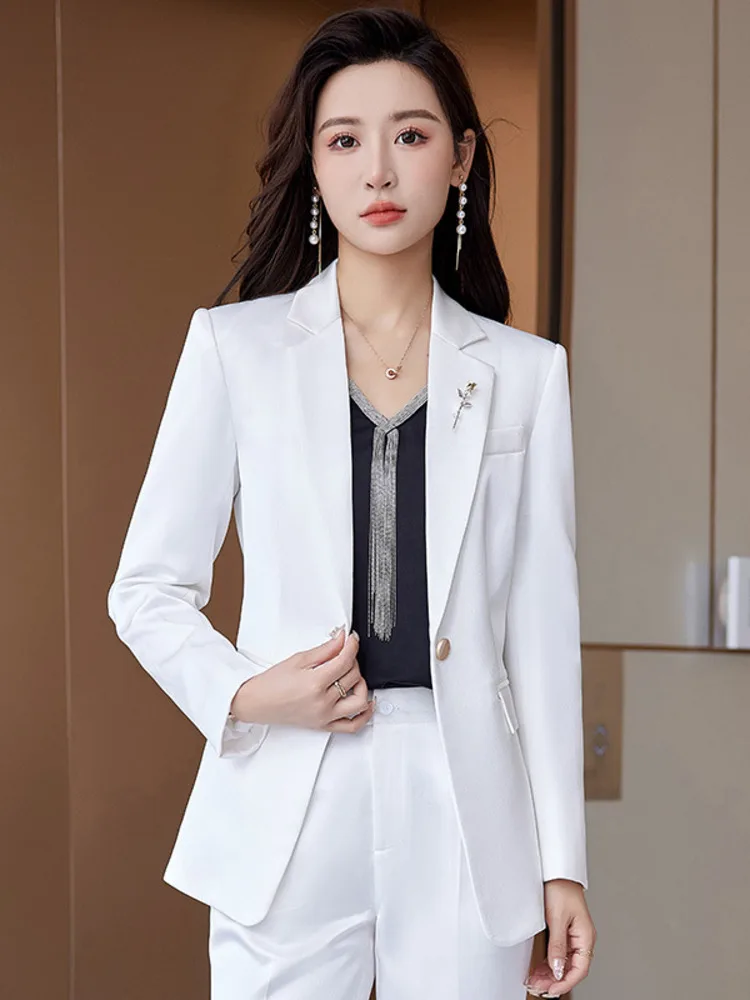 Business Chic Jacket Fashion Elegant Commuter Classic Simple Blazers Office Lady Slim Solid Color Office Clothes New 2023