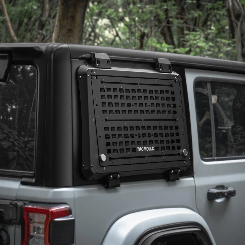 TACMOLLE Rear Right Side Window Molle Panel Storage Racks Organizer Foldable Worktable For Jeep Wrangler JL 2018-2025 4-Door