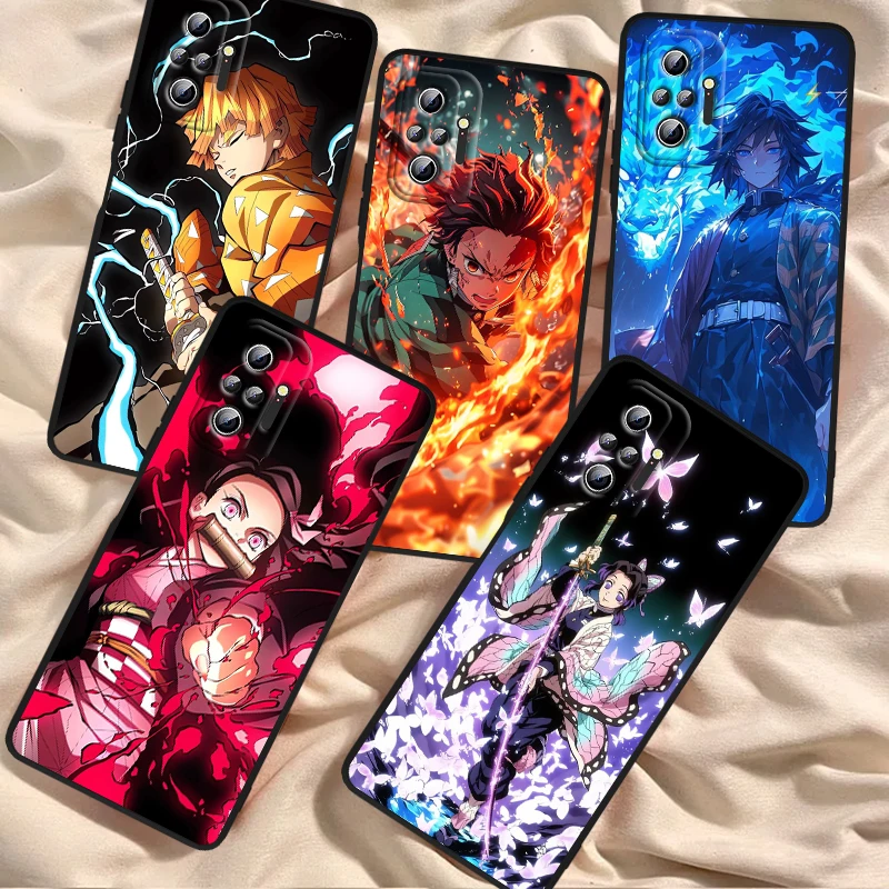 

D Demon S Slayer Fashion Anime For Xiaomi Redmi Note 13 12R 12 12S Turbo 11 11T 11S 10 10S Pro Plus 5G Black TPU Phone Case