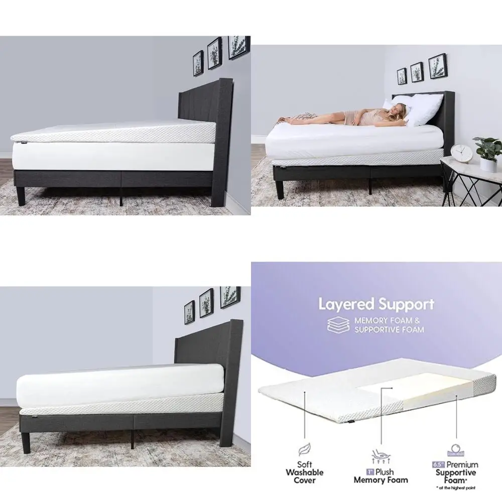 غطاء علوي من إسفنج الذاكرة مع قاعدة مصعد مائلة، حجم كامل 7.5 بوصة، غطاء قابل للغسل #1