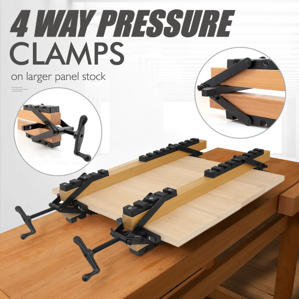 4 Way Pressure Panel Clamp Set Woodworking Splicing Jig Cabinet Panel Gluing Clamps for Wood Furniture Making