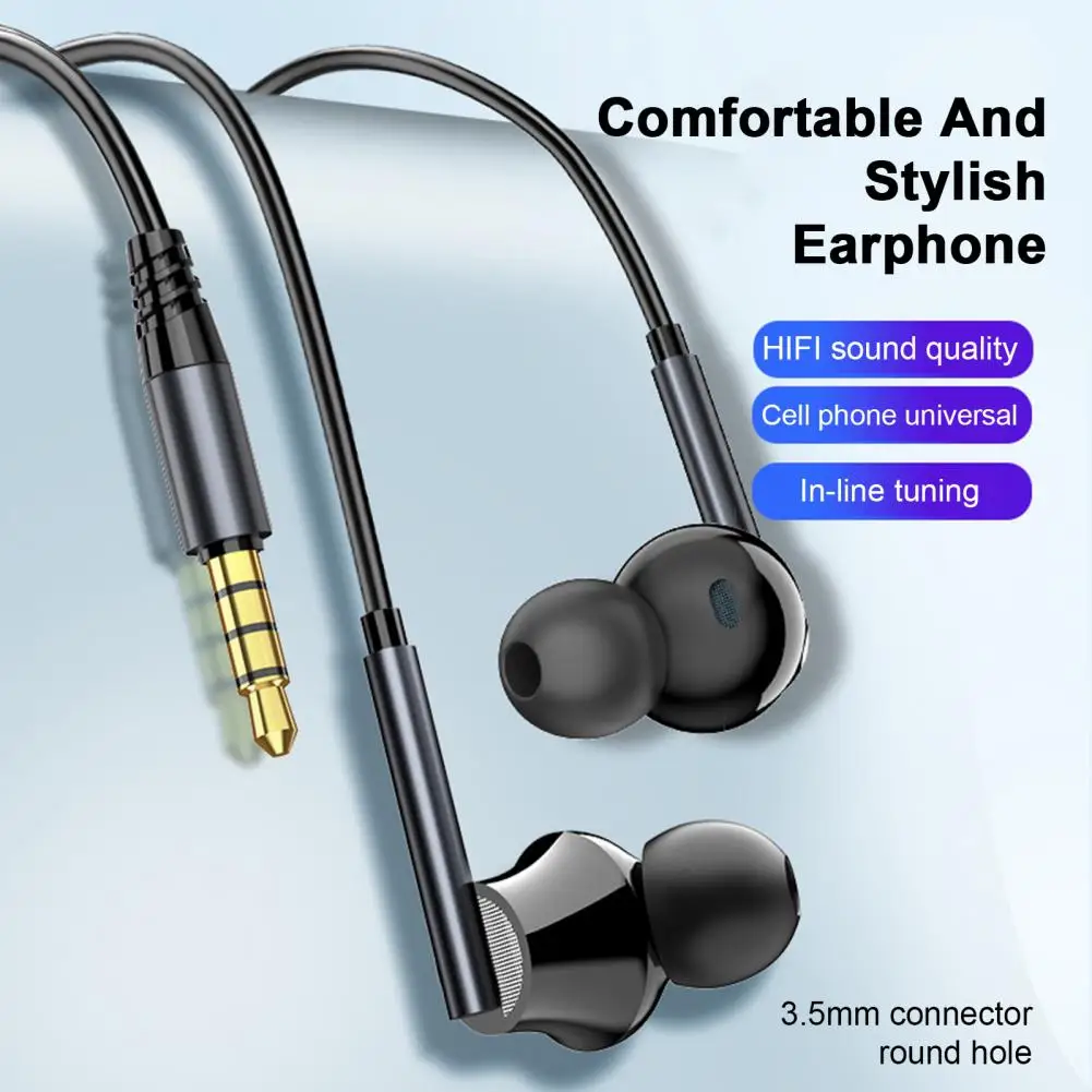 Wired Sport Earbuds with Mic Enhanced Bass Ergonomic Design 360-degree Surround Sound Music Earphones