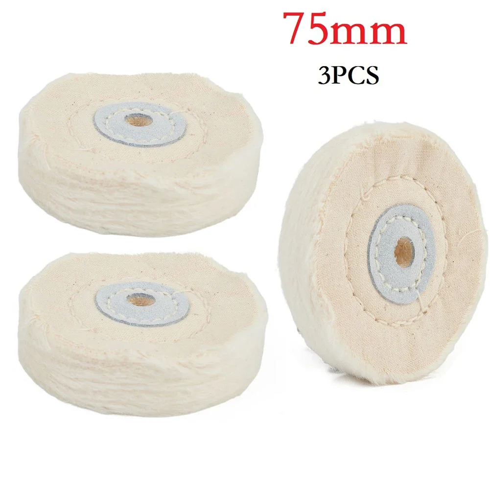 3PCS 75mm Cloth Buffing Polishing Wheel Jewelry Mirror Polishing Wheel Abrasive Pad Handcraft Rotary Power Tool Accessories