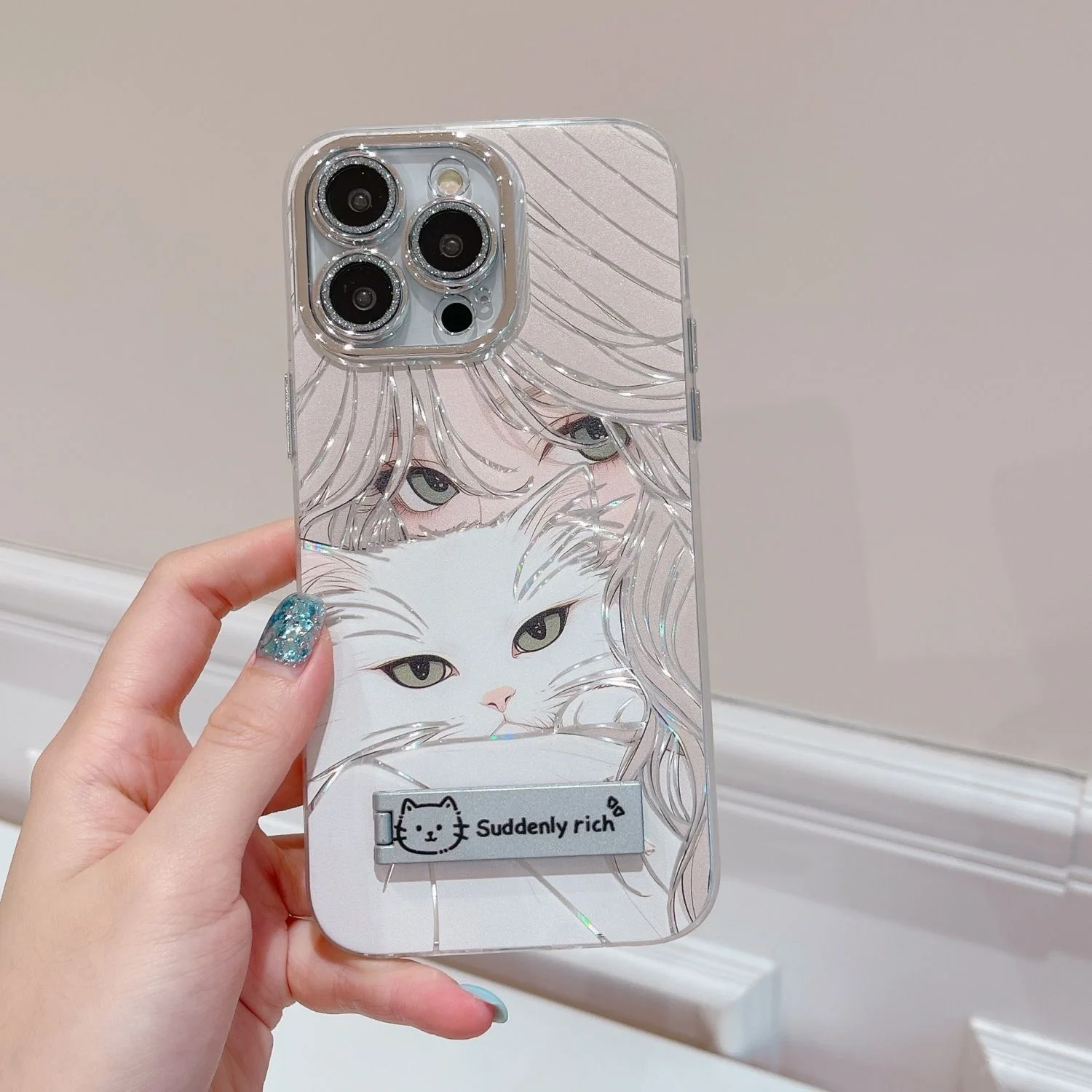 럭셔리 고양이 소녀 디자인 아이폰 케이스 이미지