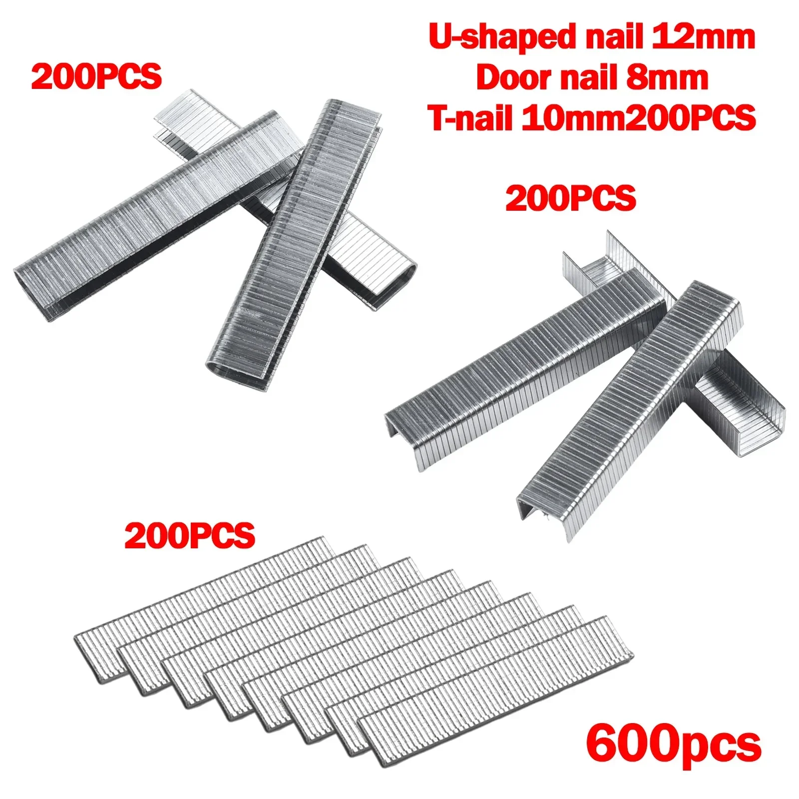 Staple Nails For DIY For Woodworking Silver U/ Door /T Shaped Practical To Use Excellent Service Life High Quality