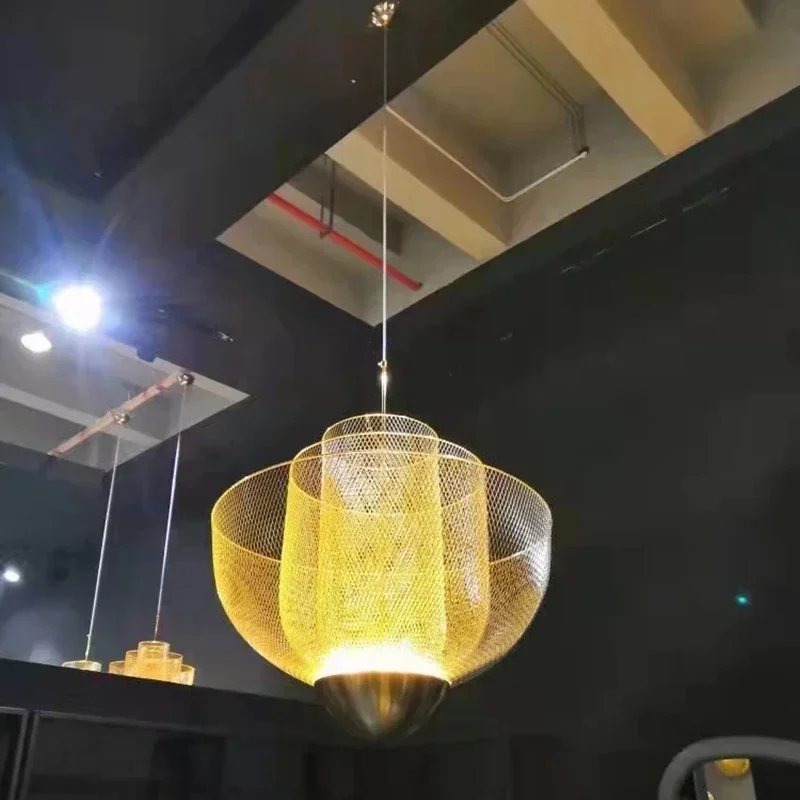 Modern Grid LED Iron Cage Pendant Light, Sala de estar e sala de jantar Teto Pendant Light, Minimalista Decorativa Pendant Light