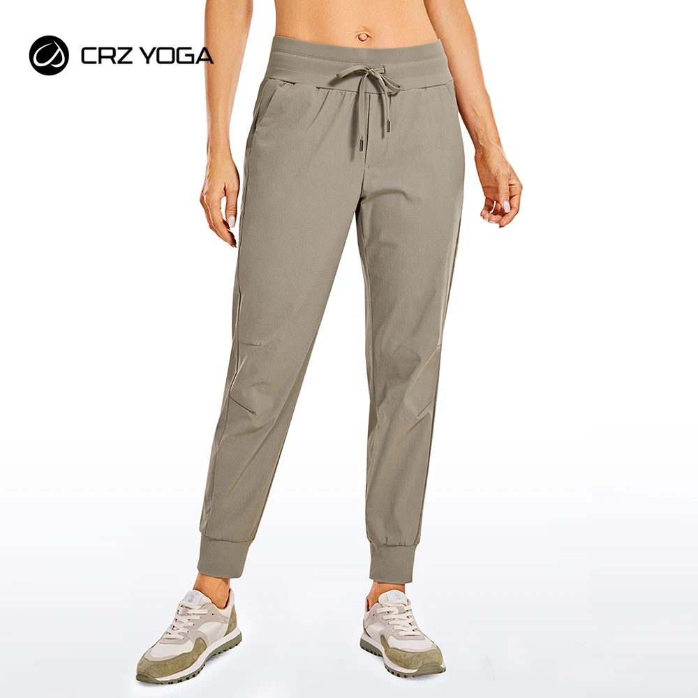 CRZ YOGA Women's Hiking Pants Lightweight Quick Dry Drawstring Joggers with Pockets Elastic Waist Travel Pull on Pants