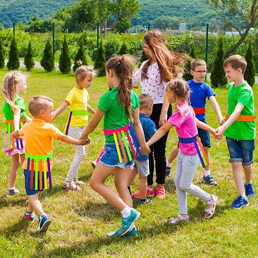 Jungen und Mädchen jagen Spiel Gürtel Bänder Interaktives Schwanzspiel für Outdoor-Sportaktivitäten Teamarbeitentwicklung und Familien-Fu – Detail 6