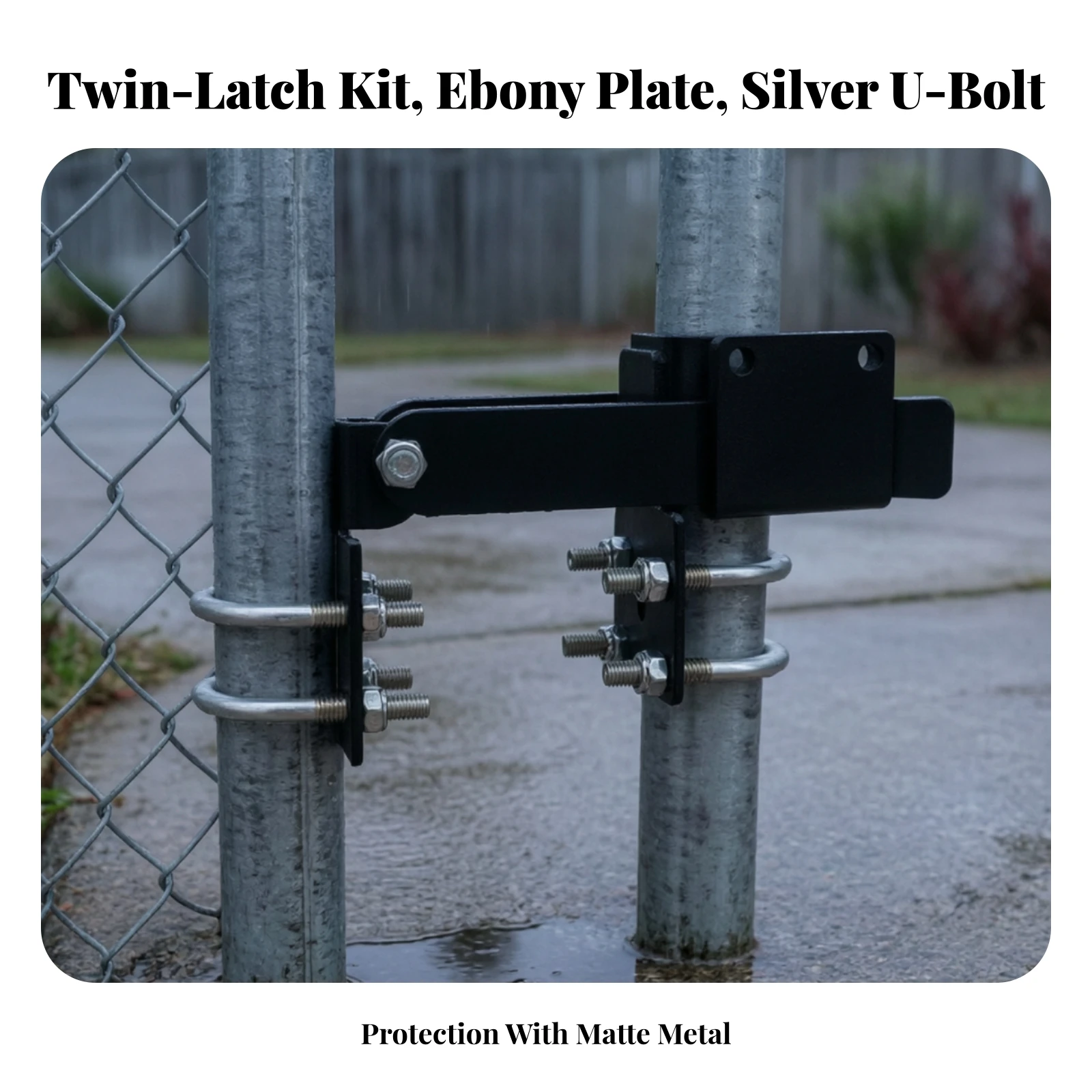 Chain Link Fence Gate Latch Horizontal Adjustable Chain Link Residential Strong Arm Double Gate Latch Secure Outdoor view 4
