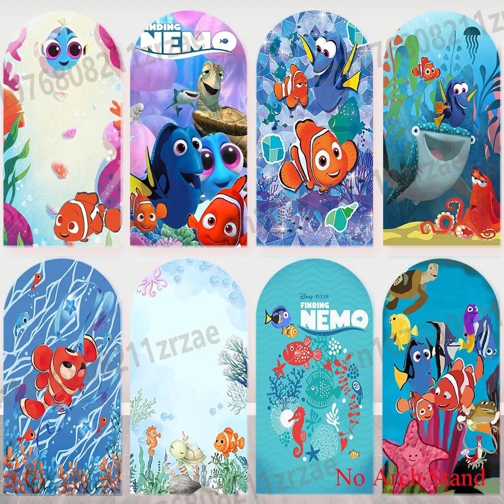 Fondo de pared con arco de decoración para fiesta de cumpleaños de Niños y Niñas, temática Buscando a Nemo, Mar Profundo, Tiburón, Coral, Luz Solar, Dory, Marlin