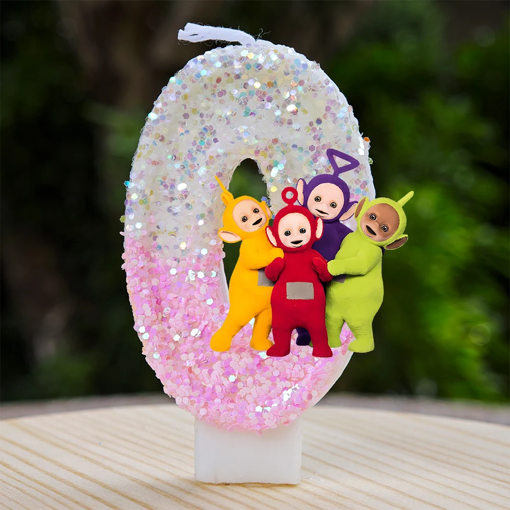 Süße Teletubbies-Themen-Kuchenkerze für Kleinkinder-Geburtstagsfeier-Dekoration, Kuchenaufsatz-Kerze für Kinderfeiern