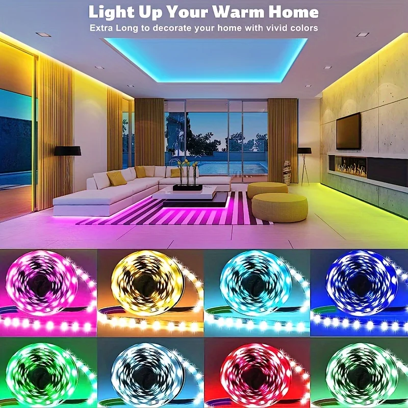 5050RGB LED Strip Lights 30Leds/M Led Tape Light Flexible Tape For Bedroom With Remote App Control DC12V Power Adapter For Party