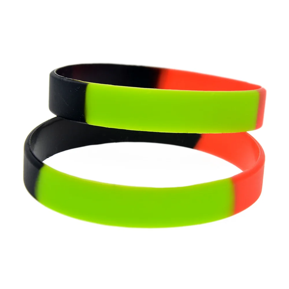 

50 Pcs Plain Silicone Wristband Subsection Color Green Black Red Fashion Bracelet Adult Unisex Pride Bangle