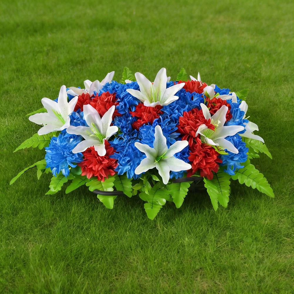 Memorial Bouquet Cemetery Flowers Grave Decoration No Maintenance Stable Placement Elongated Shape For Grave Decoration