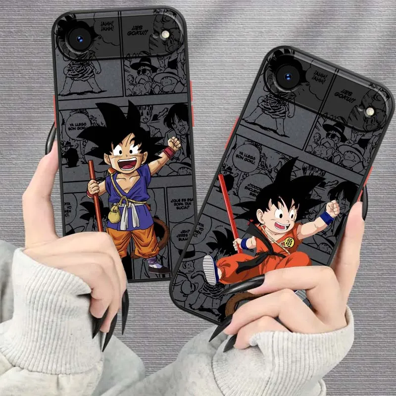 

Cartoon Cute Son Goku For Apple iPhone 17 16 15 14 13 12 11 Air Pro Max Plus Mini Frosted Translucent Phone Case