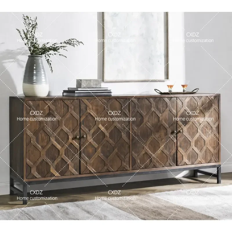 Retro Simple Classic Entrance Cabinet TV Stand Entry Foyer Storage Locker Living Room Sideboard Minimalist Design
