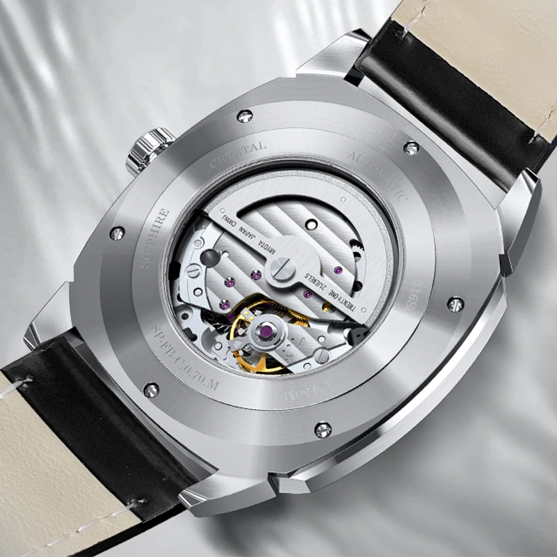 LOBINNI 新しい高級メンズ腕時計スクエア自動機械式時計御代田ムーブメントサファイアガラス防水スポーツ腕時計