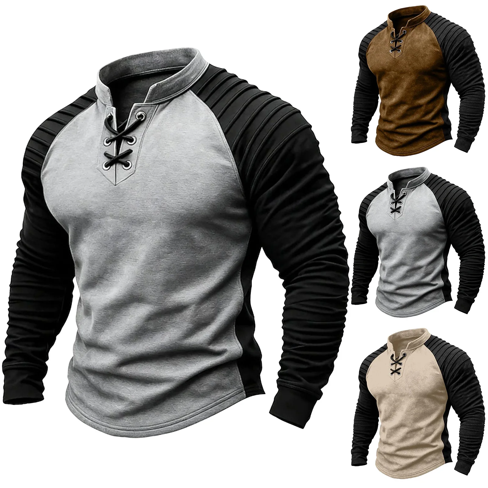 

Men'S Outdoor Shirt Casual Daily Breathable Sports Top Solid Color Large Size Autumn And Winter Sweatshirts Camping Hiking Shirt