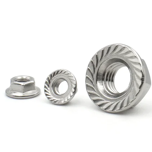 Imagen 2 del producto 1-20 piezas M3 M4 M5 M6 M8 M10 M12 M14 M16 M20 304 tuercas con brida hexagonales de acero inoxidable DIN 6923 A2-70 autoblocantes resistentes a las vibraciones