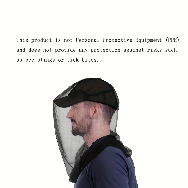 2Extra large mosquito net with attached face shield- Heavy-duty insect-proof net, Fine mesh for insect protection, Compatible wi