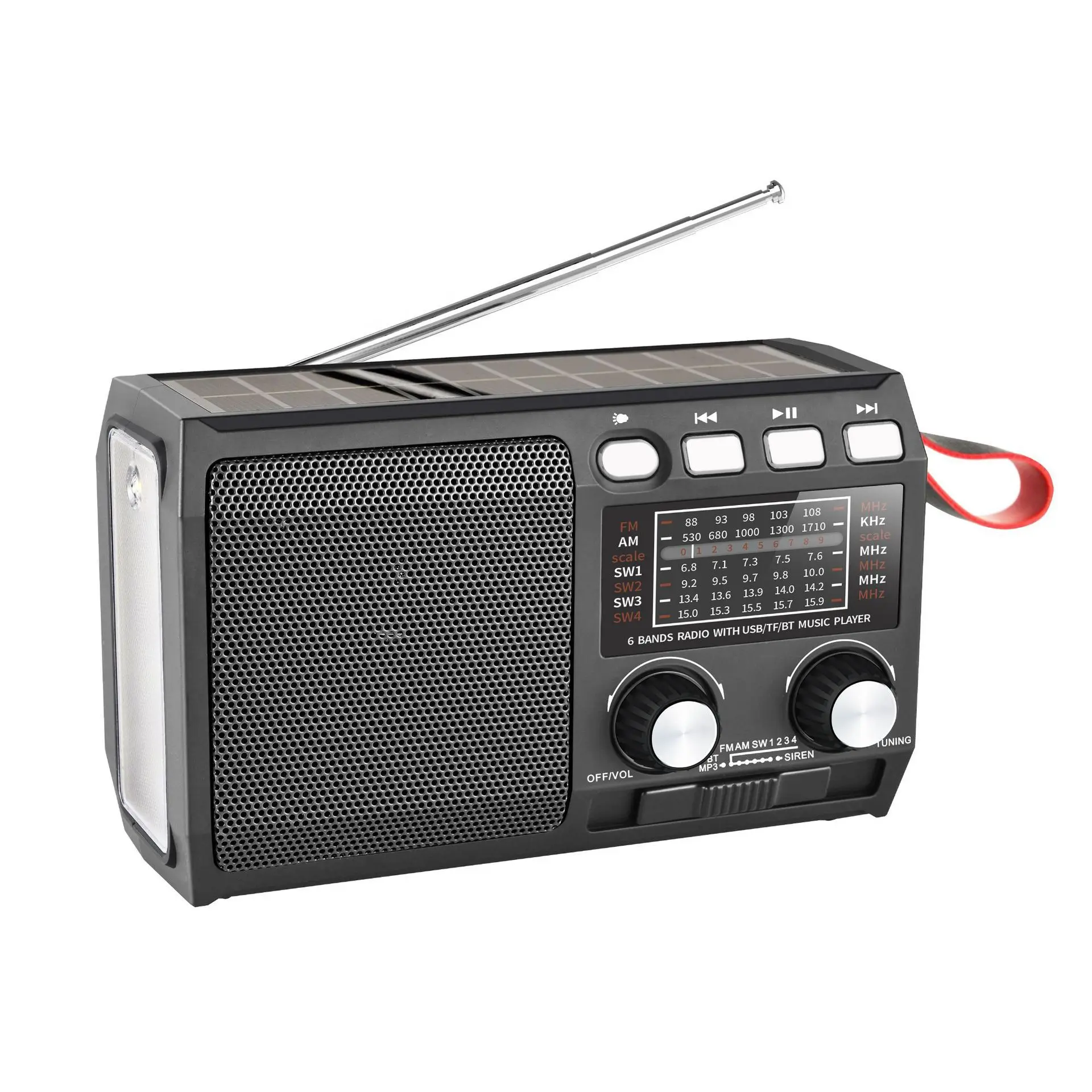 Main multifonctionnelle MD-290BT-S de Bluetooth de radio de secours-haut-parleur intégré du système de secours solaire 62Portable