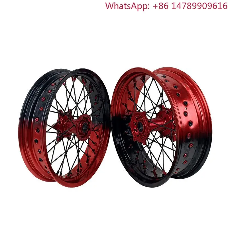 Solid 17 Inch Supermoto Wheels Set For [Model] Anodized Aluminum Alloy Rims Hub Assembly High Quality Dirt Bike Spare PartsCusto