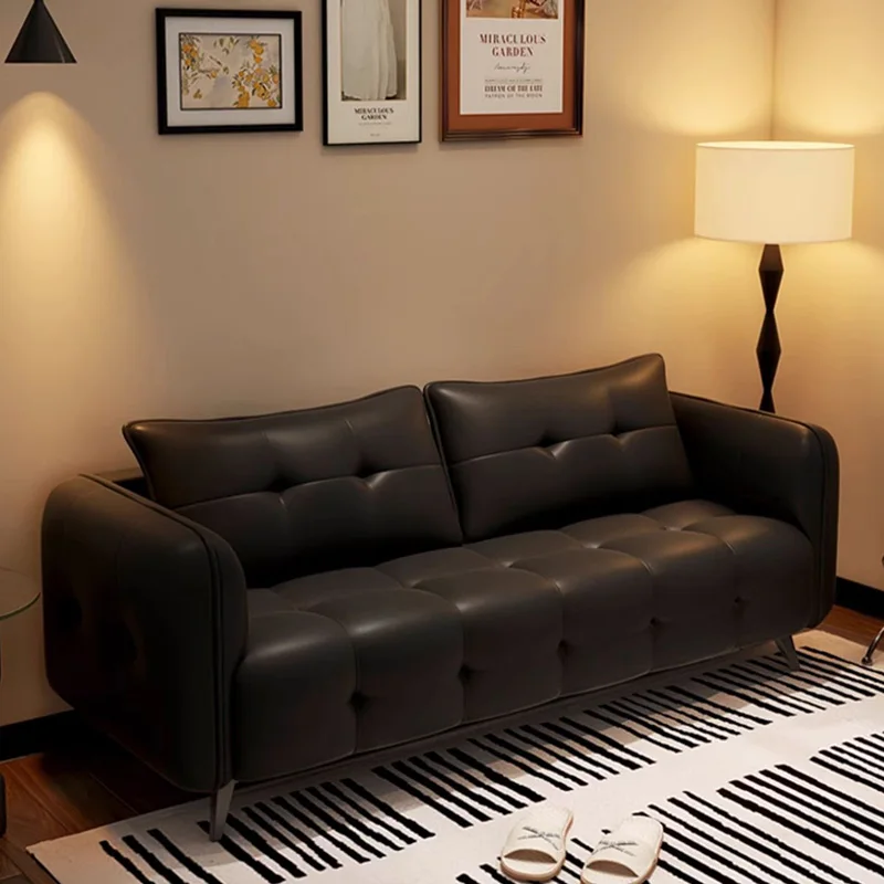 

Black Aesthetic Living Room Sofas 3 Seater Luxury Bedroom Lounge Office Couch Recliner Modern Divano Soggiorno Furniture Home