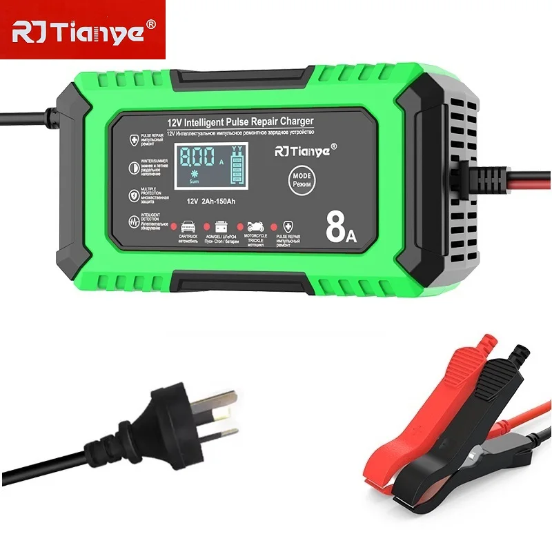 

AU plug Car Battery Charger 12V 8A Car and Motorcycle Battery Charging Device Lead-acid Battery Smart Repair LCD Display