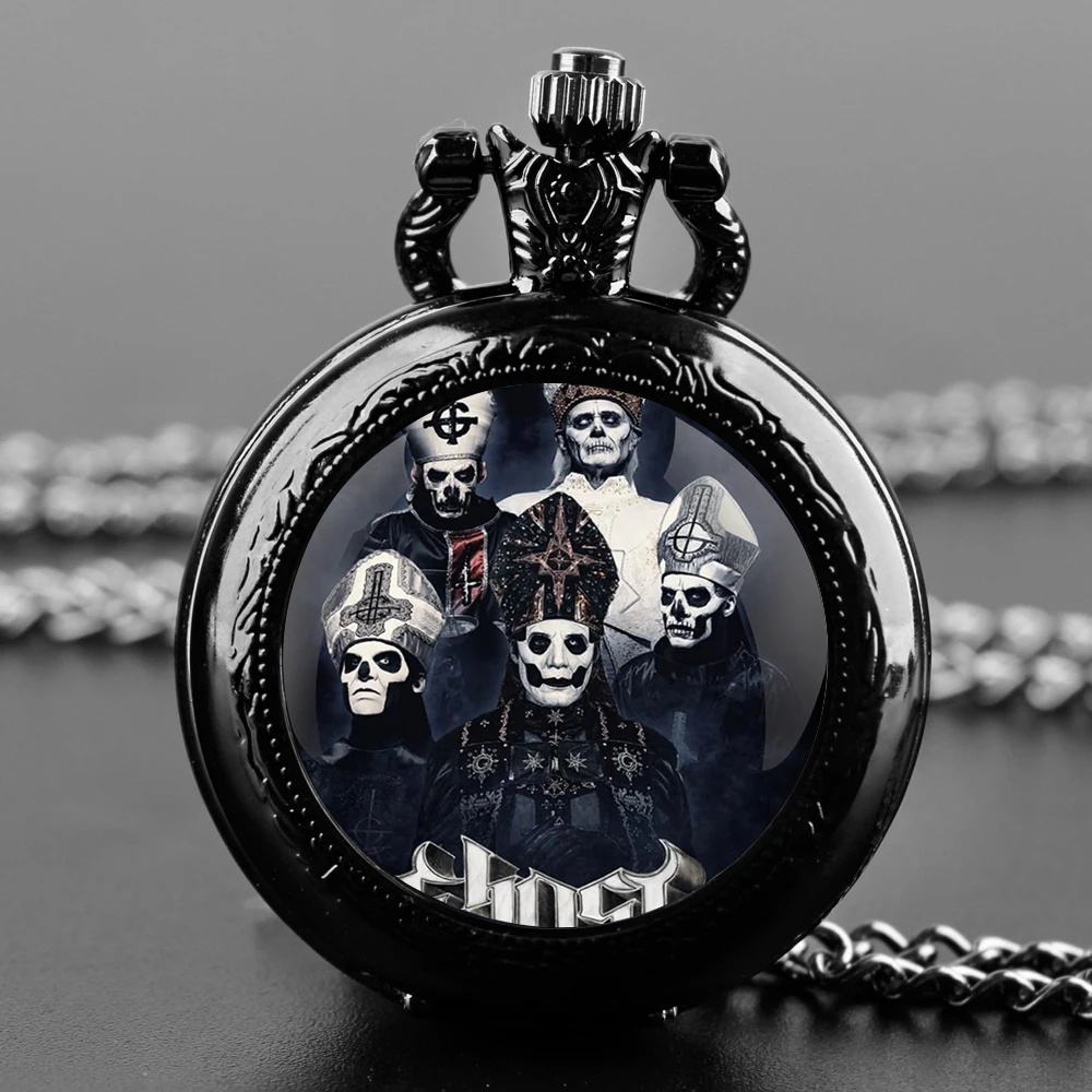 Ghost Papa Emeritus Swedish Rock Band Glass Dome Quartz Pocket Watch Necklace Women Jewelry Pendant Chain Children Pendant Gift