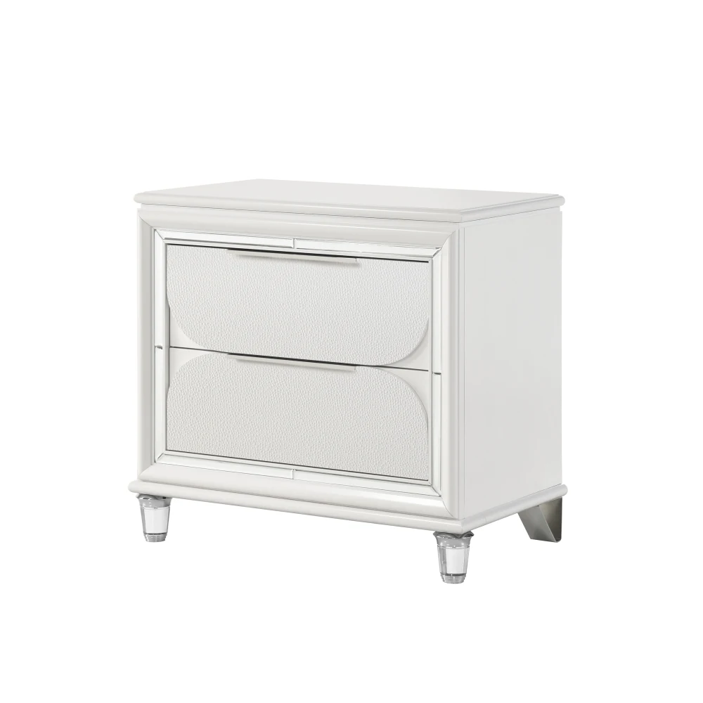 

White double drawer bedside table bedroom furniture bedside storage cabinet
