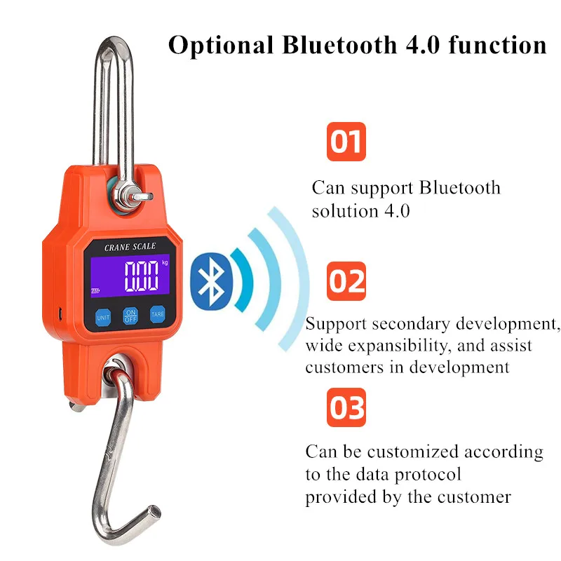 Imagem -02 - Balança de Peso de Aço Digital com Bluetooth Balanças de Gancho Pendurado Heavy Duty Recarregável Micro Guindaste 300kg 50g
