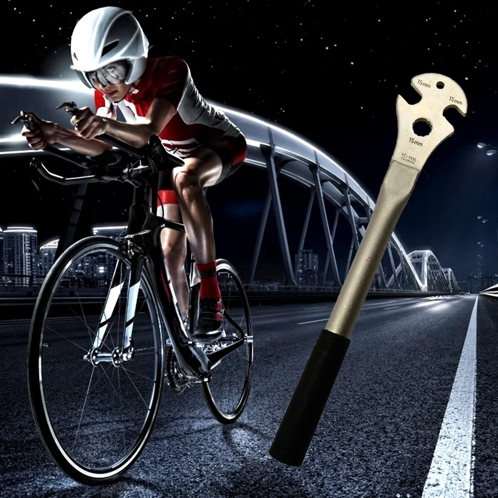 Bicycle Pedal Wrench Portable Hand Held Professional Rubber Handle Spanner Outside Activity Biking Repair Tool