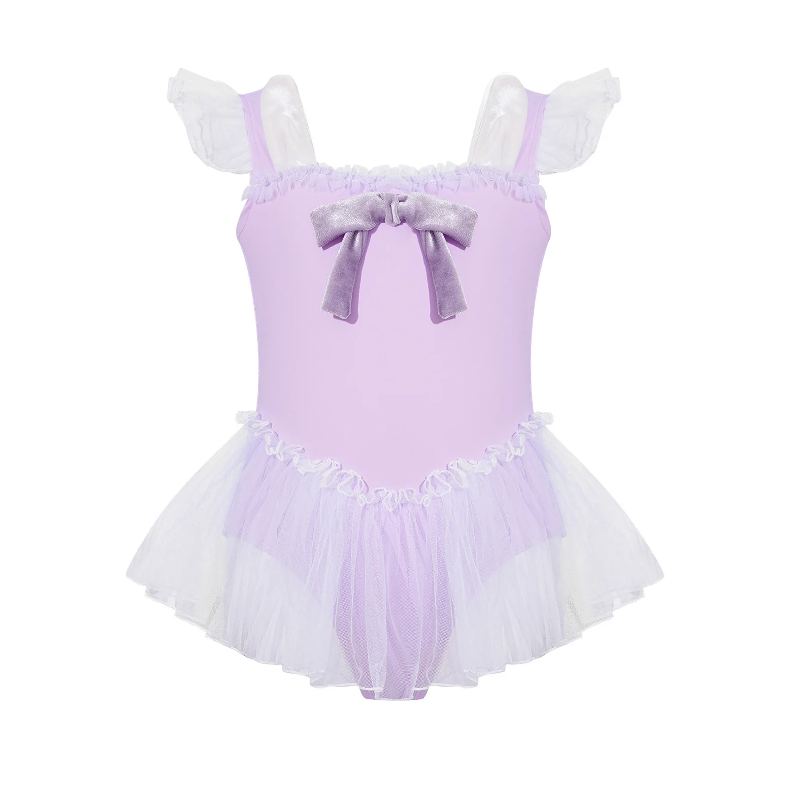 

Kids Girls Ballet Dance Dresses Square Neck U Back Velvet Rabbit Ears Bowknot Leotard Dress for Figure Skating Dance Performance