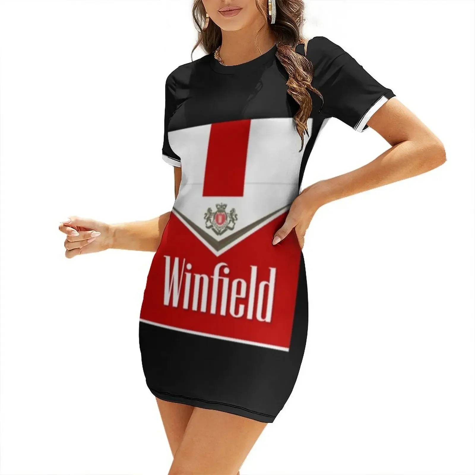 WINFIELD RED Vestido de manga corta para mujer, vestido de noche, vestidos para mujer, vestido de dama de honor, vestido de verano para mujer 2026
