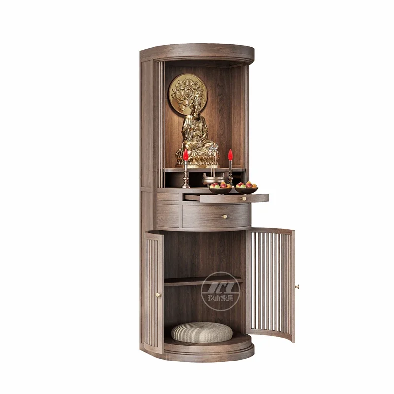 

New Chinese-style solid wood Buddhist shrine for home use, black walnut Buddhist cabinet, Zen table shrine