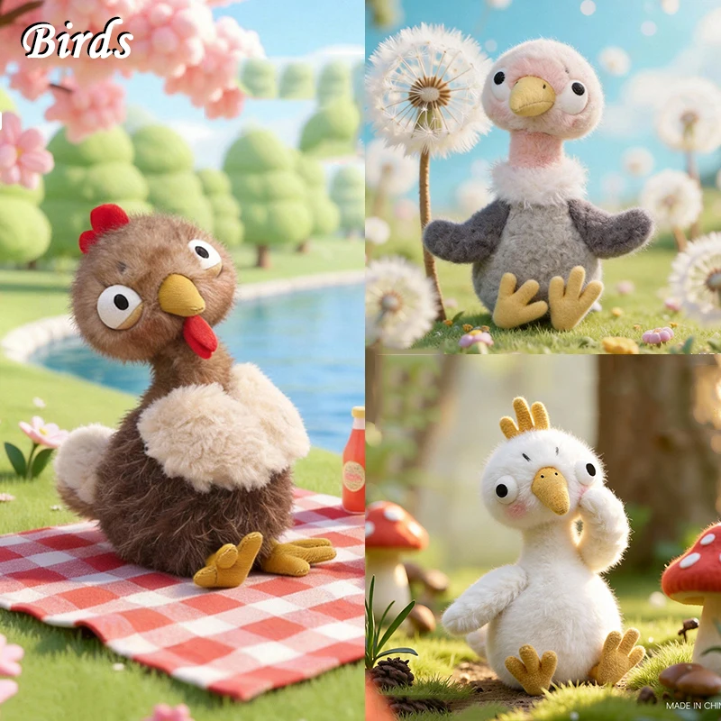 28cm Cute Turkey Plush Toy Funny Dumb Goose Ostrich Doll Cartoon Turkey Goose Plushie Fluffy Bird-Themed Animal Decorative Gifts